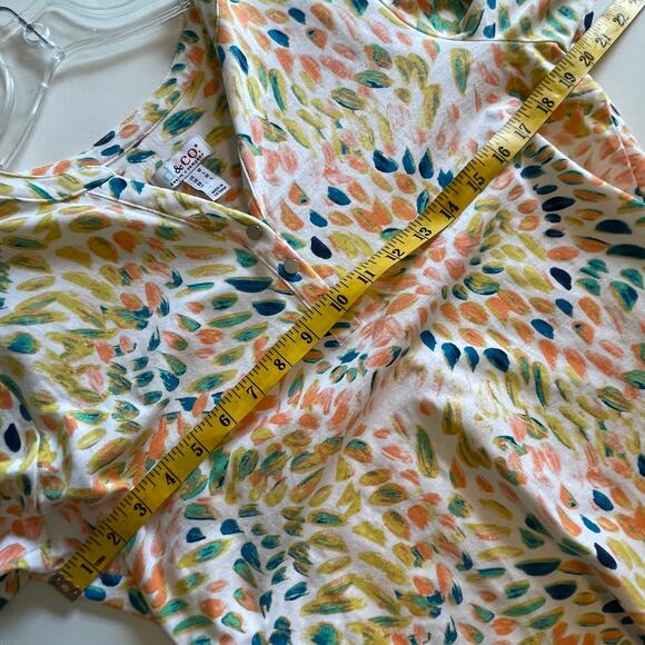 D & Co Dandelion Geo Henley Tee Womens Medium Multicolor Cotton Casual Knit Top - Picture 6 of 7